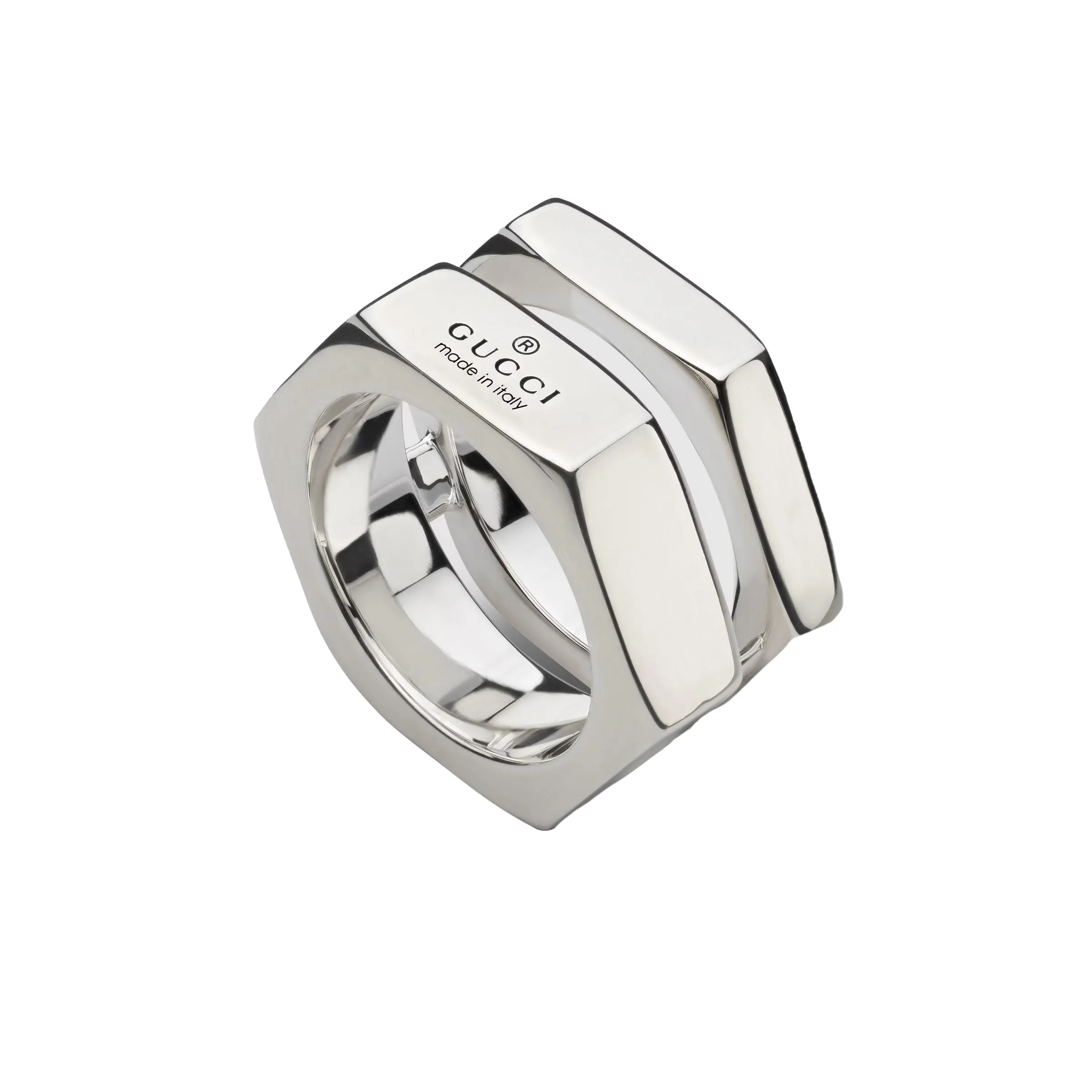 Gucci Trademark Sterling Silver Bolt Ring D