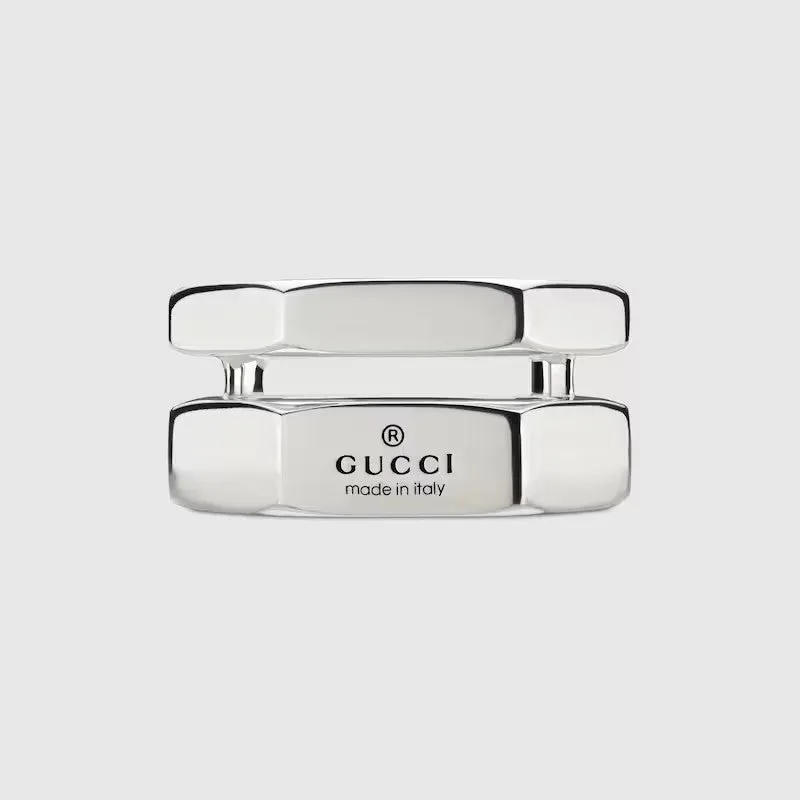 Gucci Trademark Sterling Silver Bolt Ring D