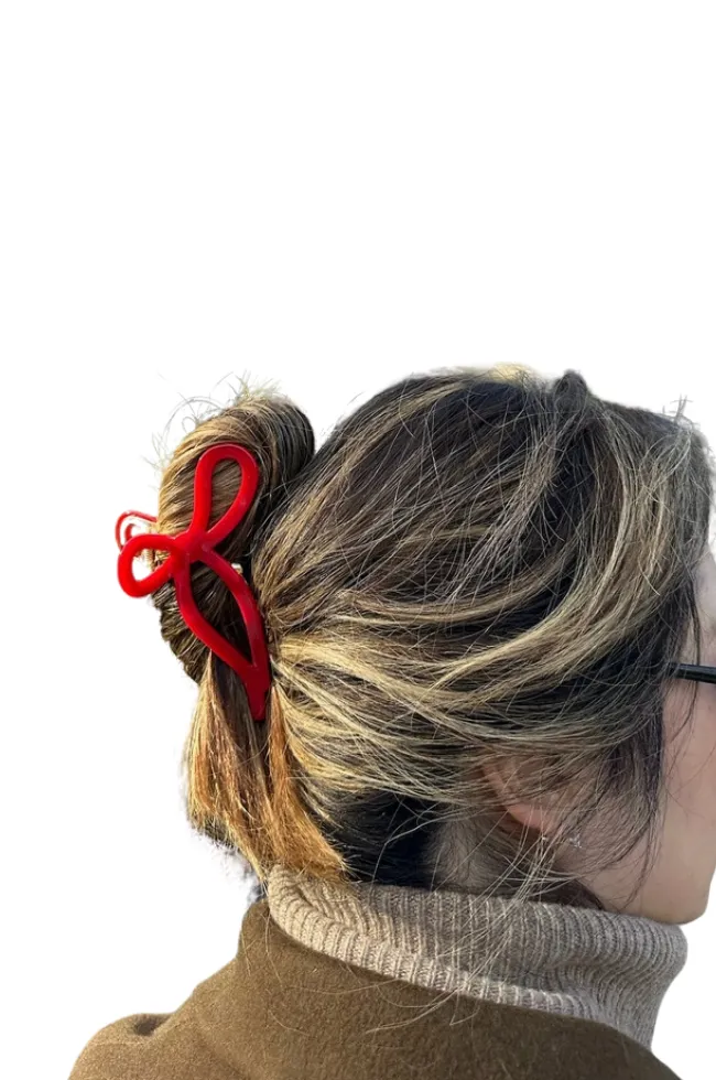 Hand-Painted Coquette Bow Claw Clip