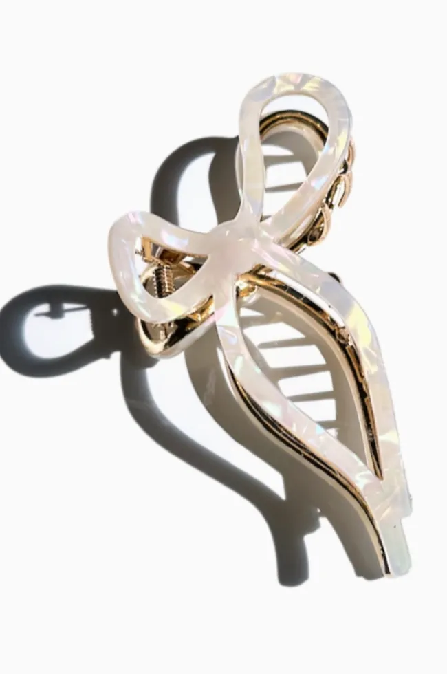 Hand-Painted Coquette Bow Claw Clip