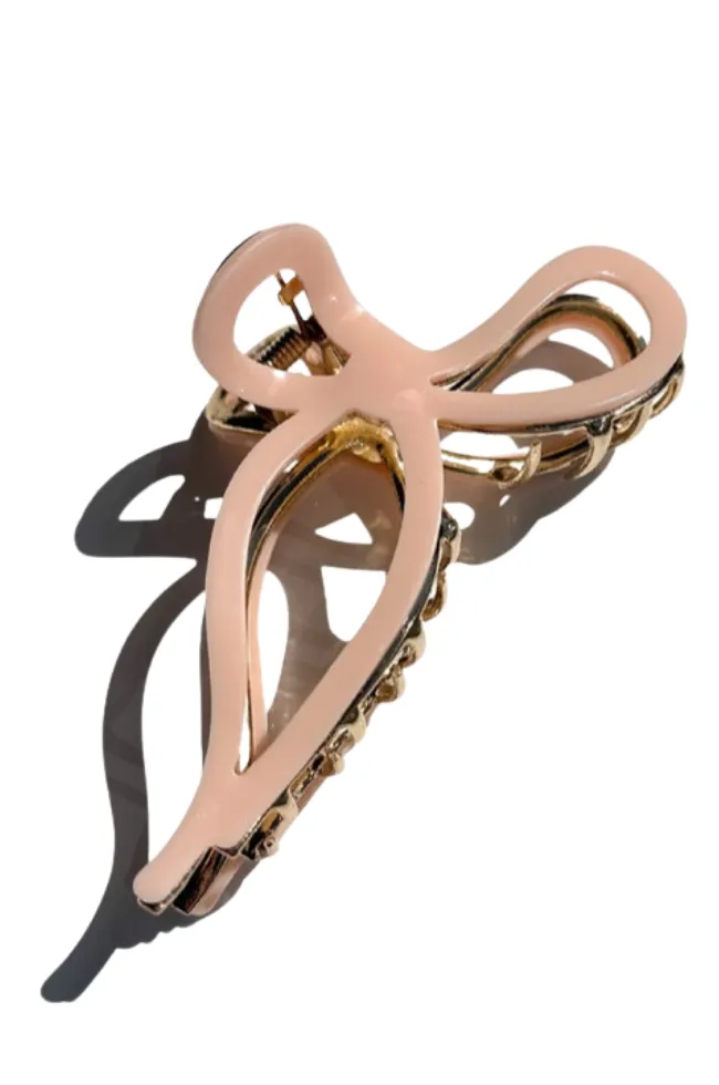 Hand-Painted Coquette Bow Claw Clip