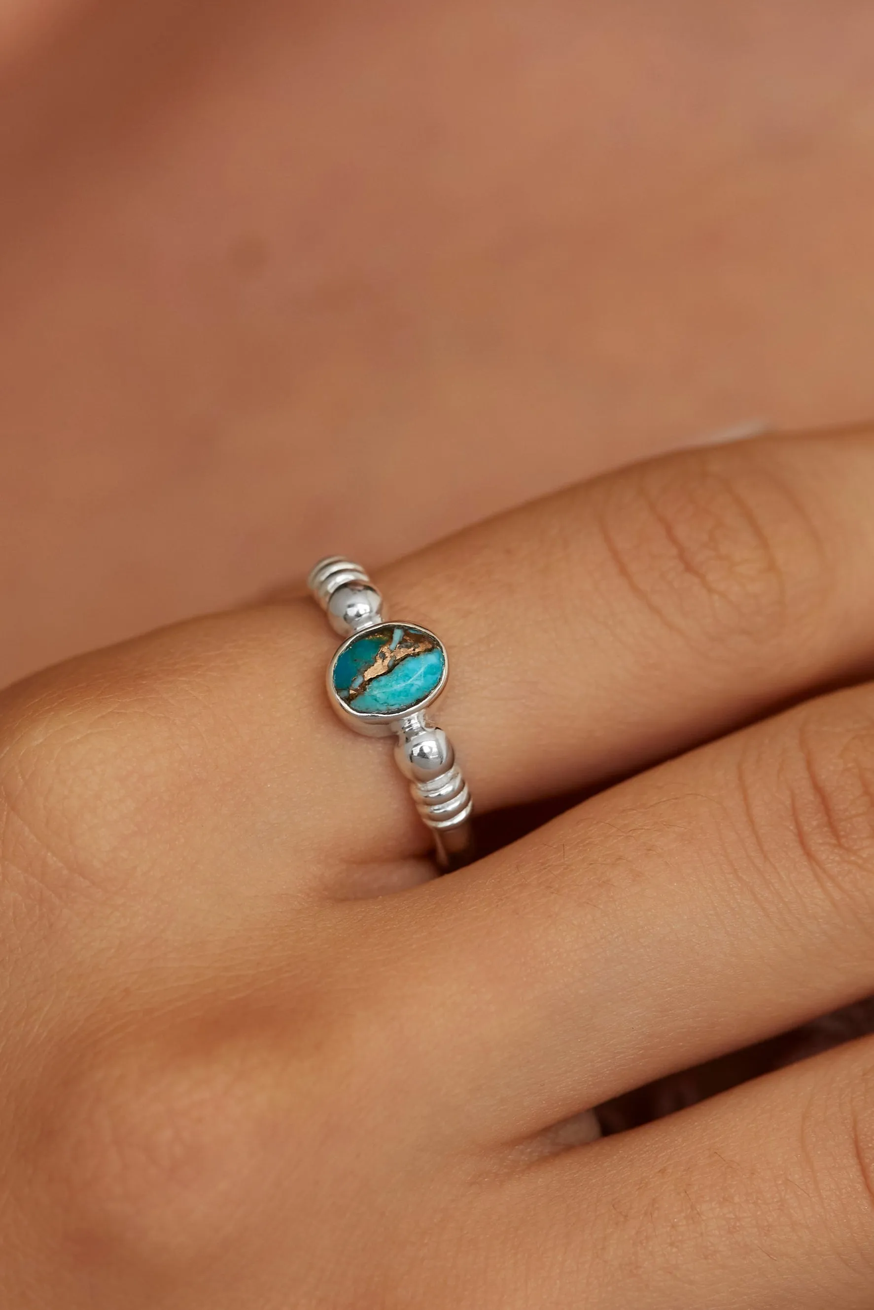 Harper Copper Turquoise Silver Ring