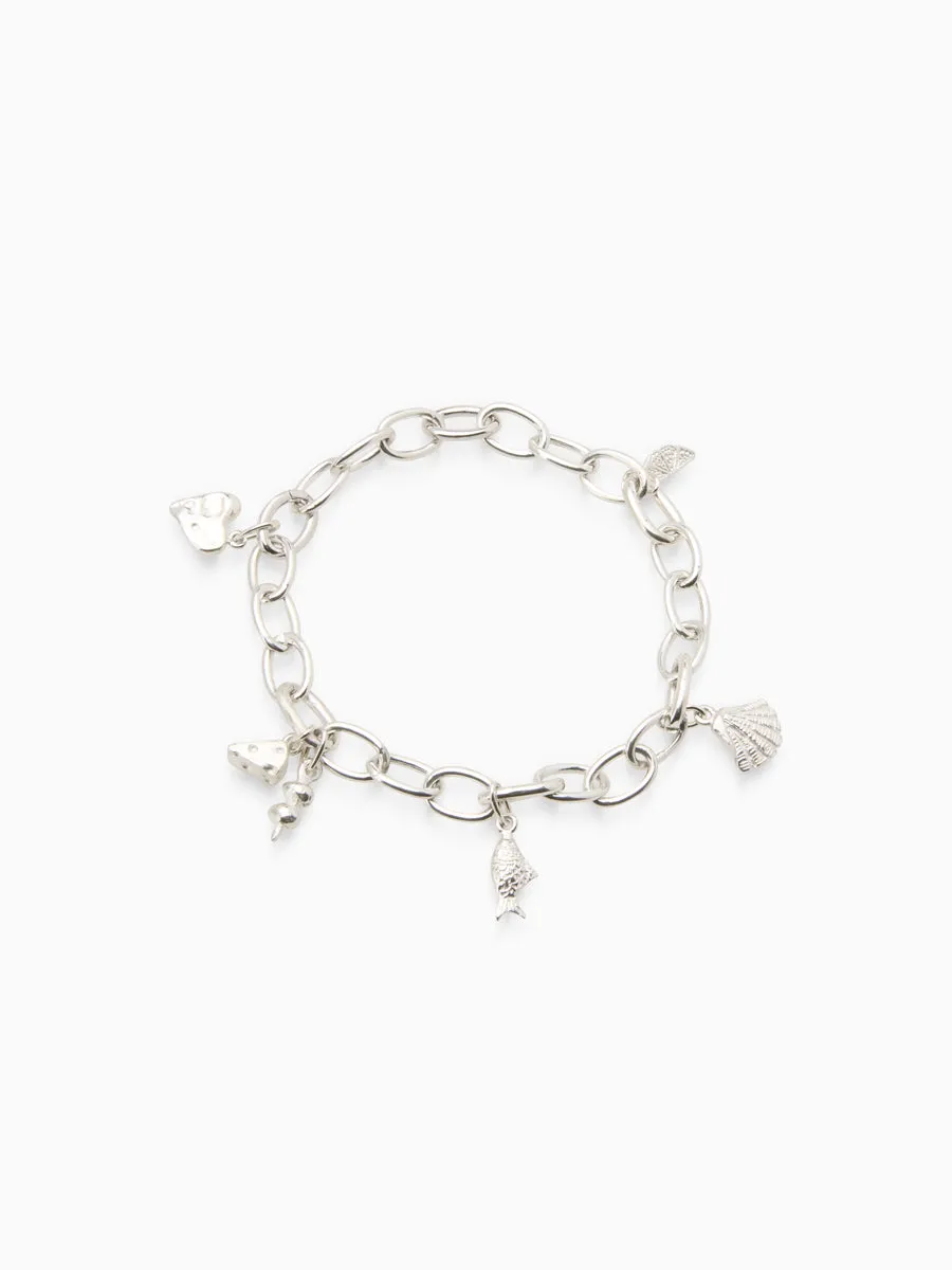 Hinge Link Charm Bracelet | Silver