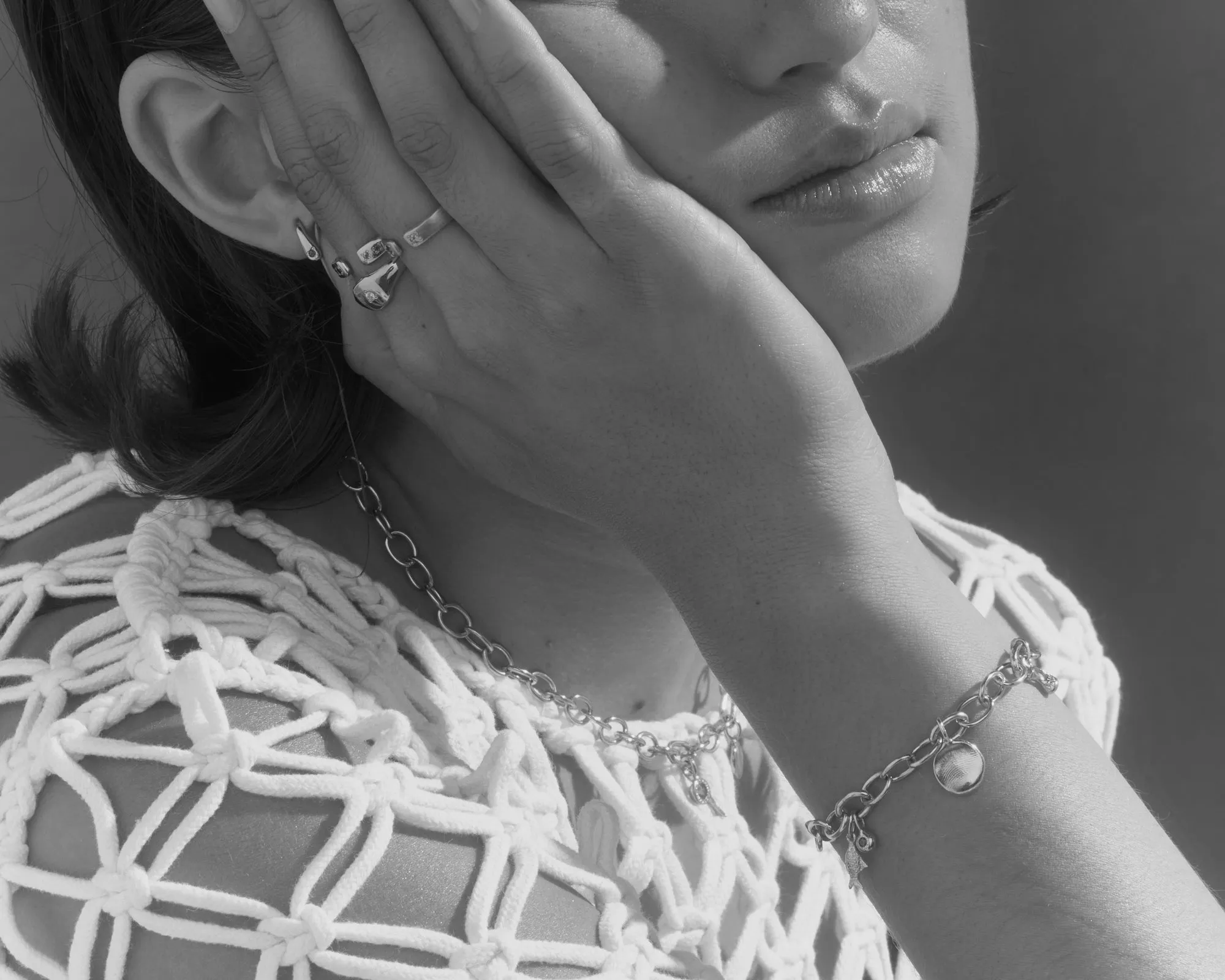 Hinge Link Charm Bracelet | Silver