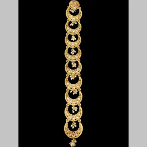 Hira Collections Gold Plated Kundan Stone And Pearls Hair Choti