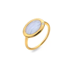Hot Diamonds Gold Plated Sterling Silver Blue Lace Agate Ring