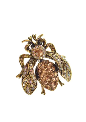 Hot Tomato Crystal Bee Brooch