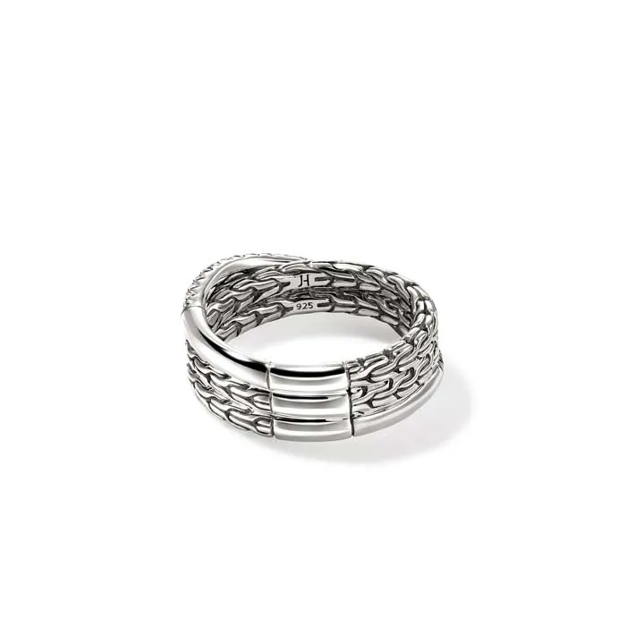 John Hardy .35CTW Essential Pav Crossover Ring in Sterling Silver, 7MM