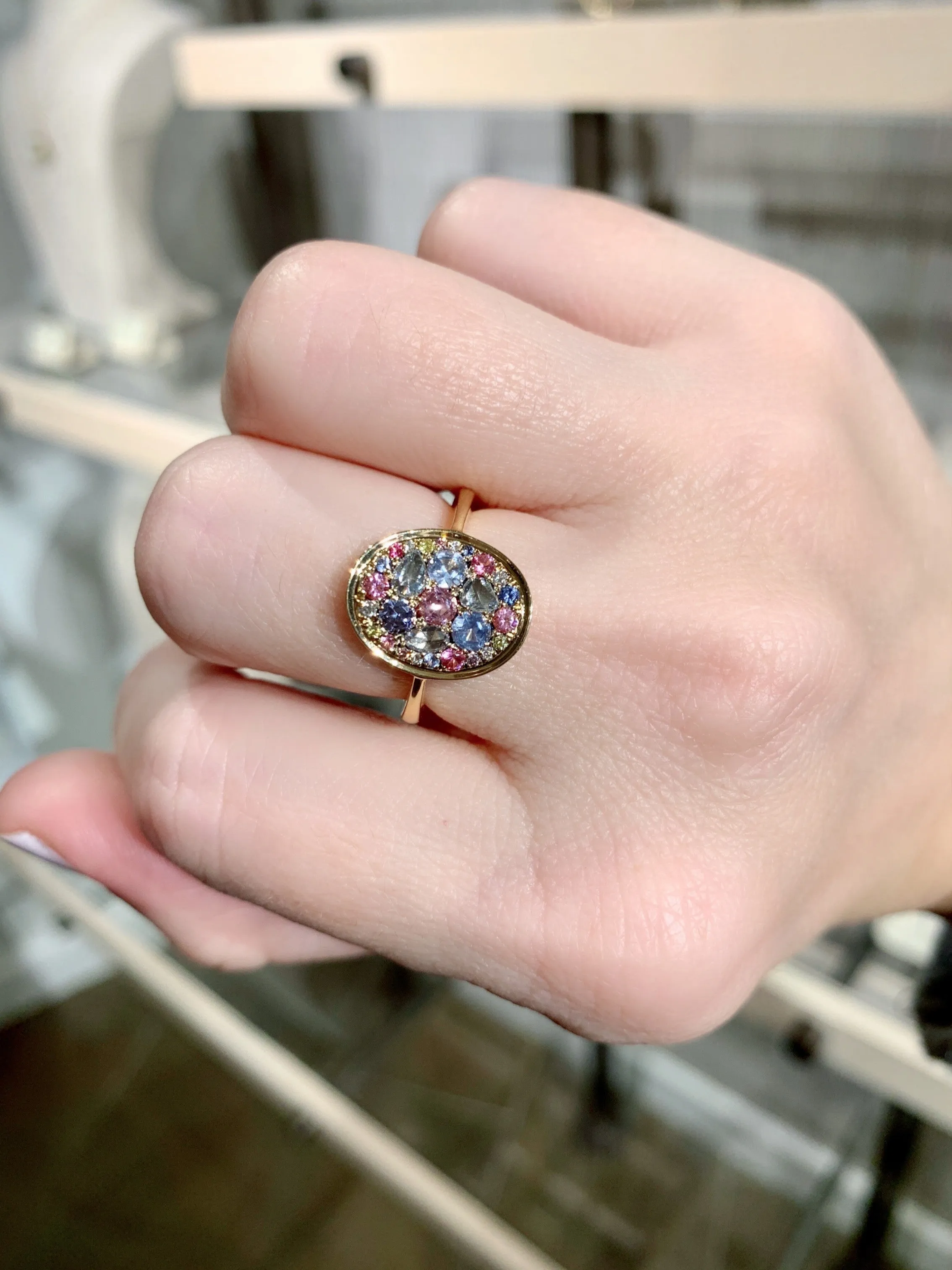 Joke Quick White Yellow Pink Diamond Blue Sapphire Pink Spinel Starstruck Ring