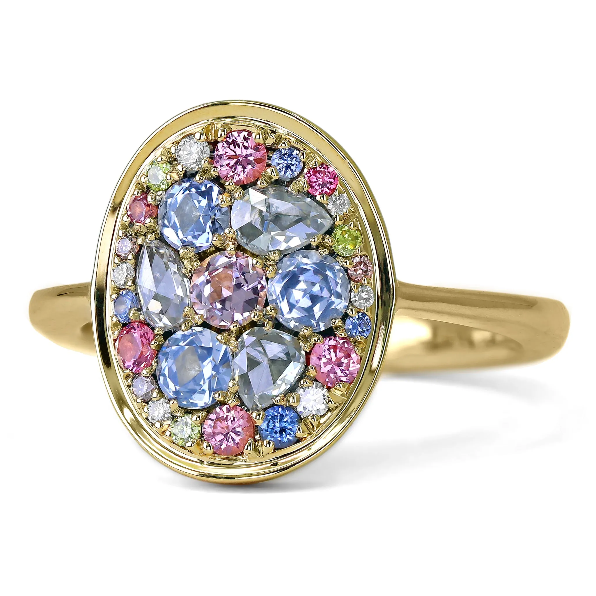 Joke Quick White Yellow Pink Diamond Blue Sapphire Pink Spinel Starstruck Ring