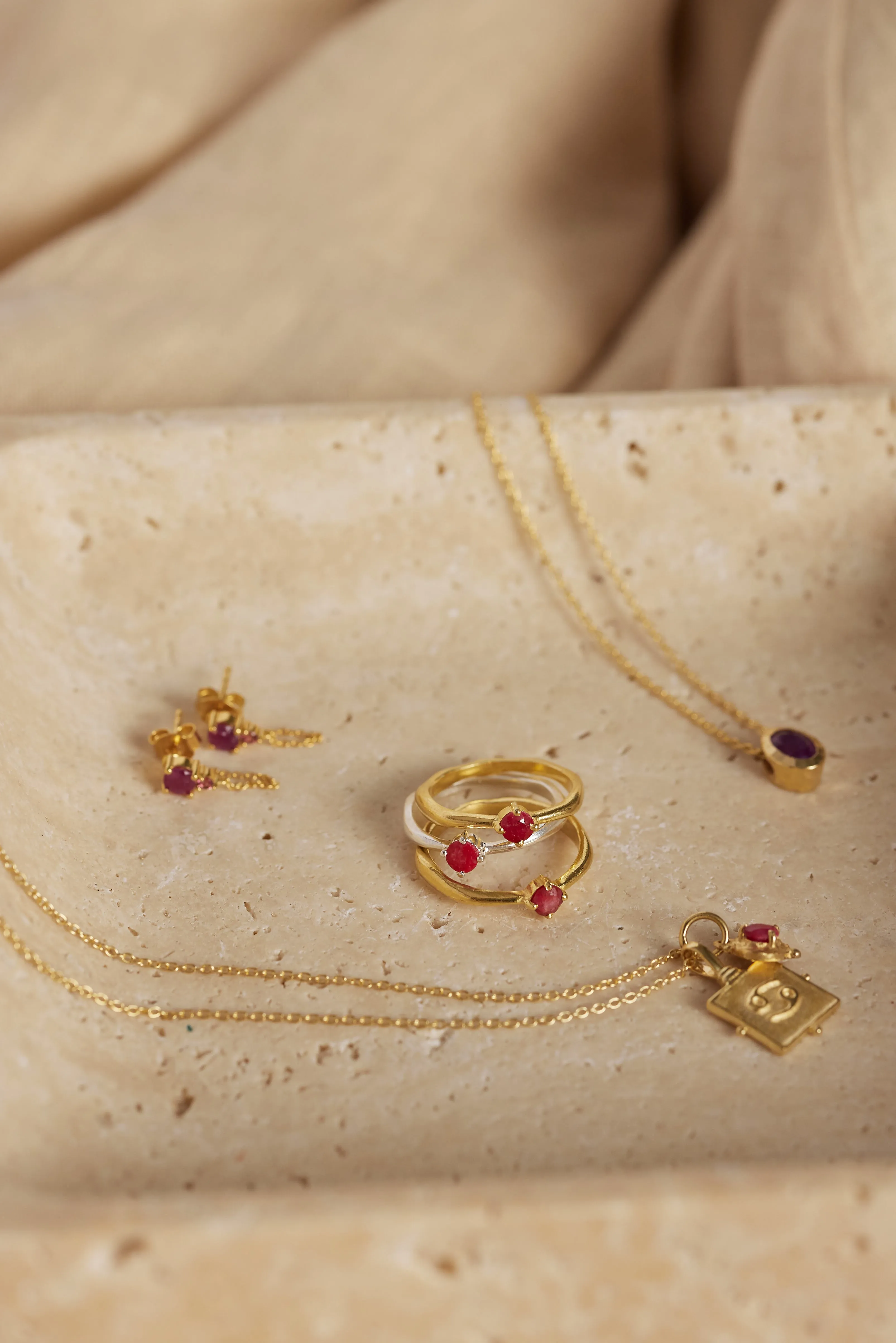 July Ruby Gold Birthstone Ring