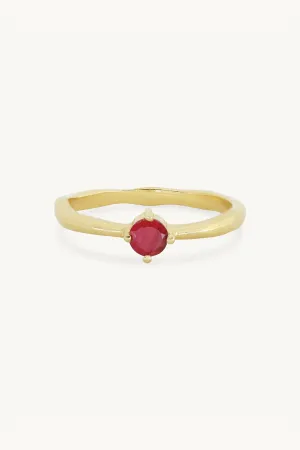 July Ruby Gold Birthstone Ring