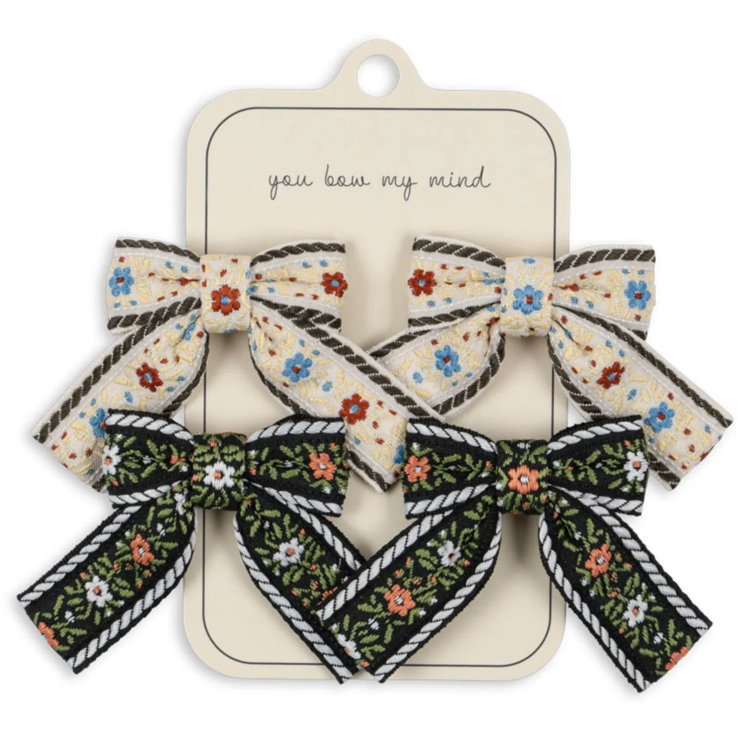 Konges Sl?jd Beige/Black 4 Pack Bow Hair Clips
