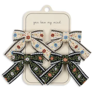 Konges Sl?jd Beige/Black 4 Pack Bow Hair Clips