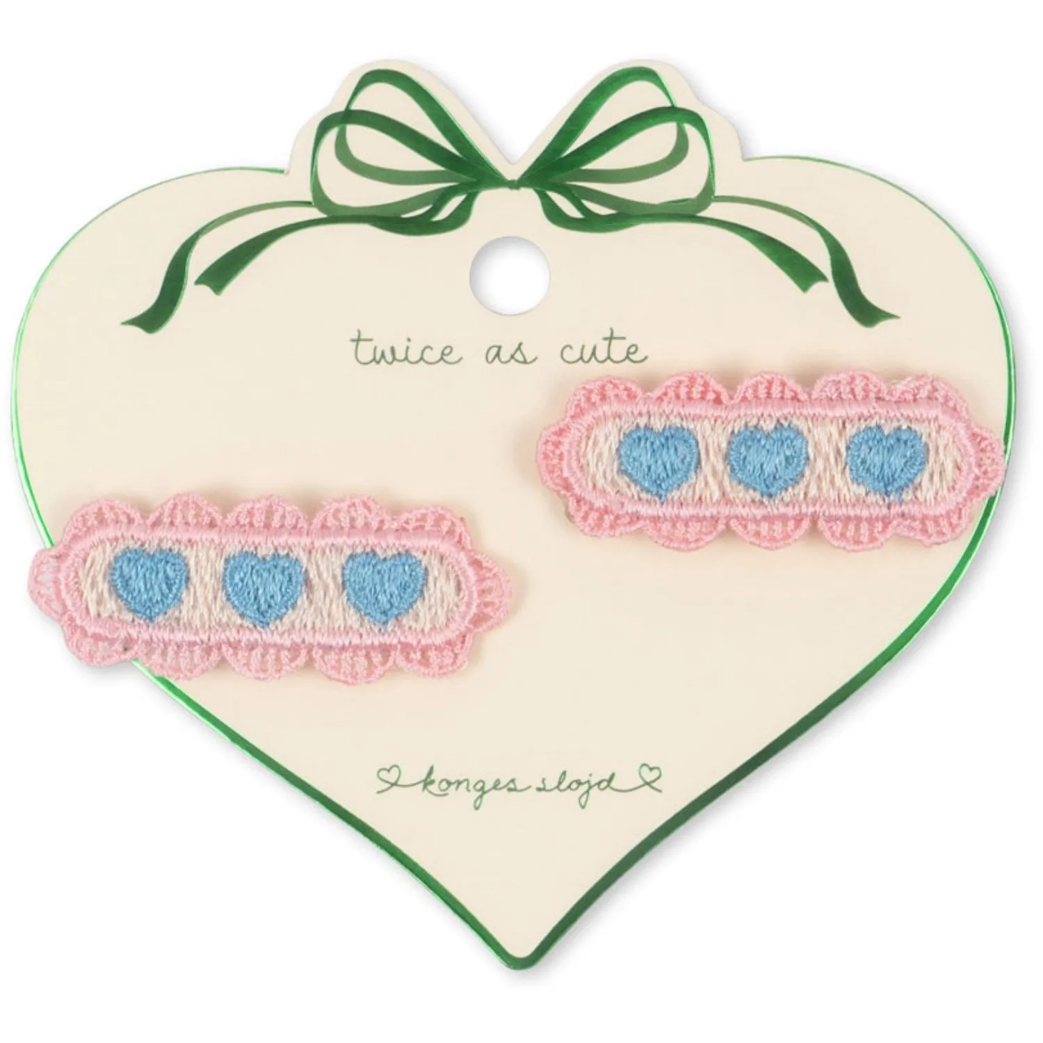 Konges Sl?jd Buttercream 2 Pack Heart Embroidery Hair Clip