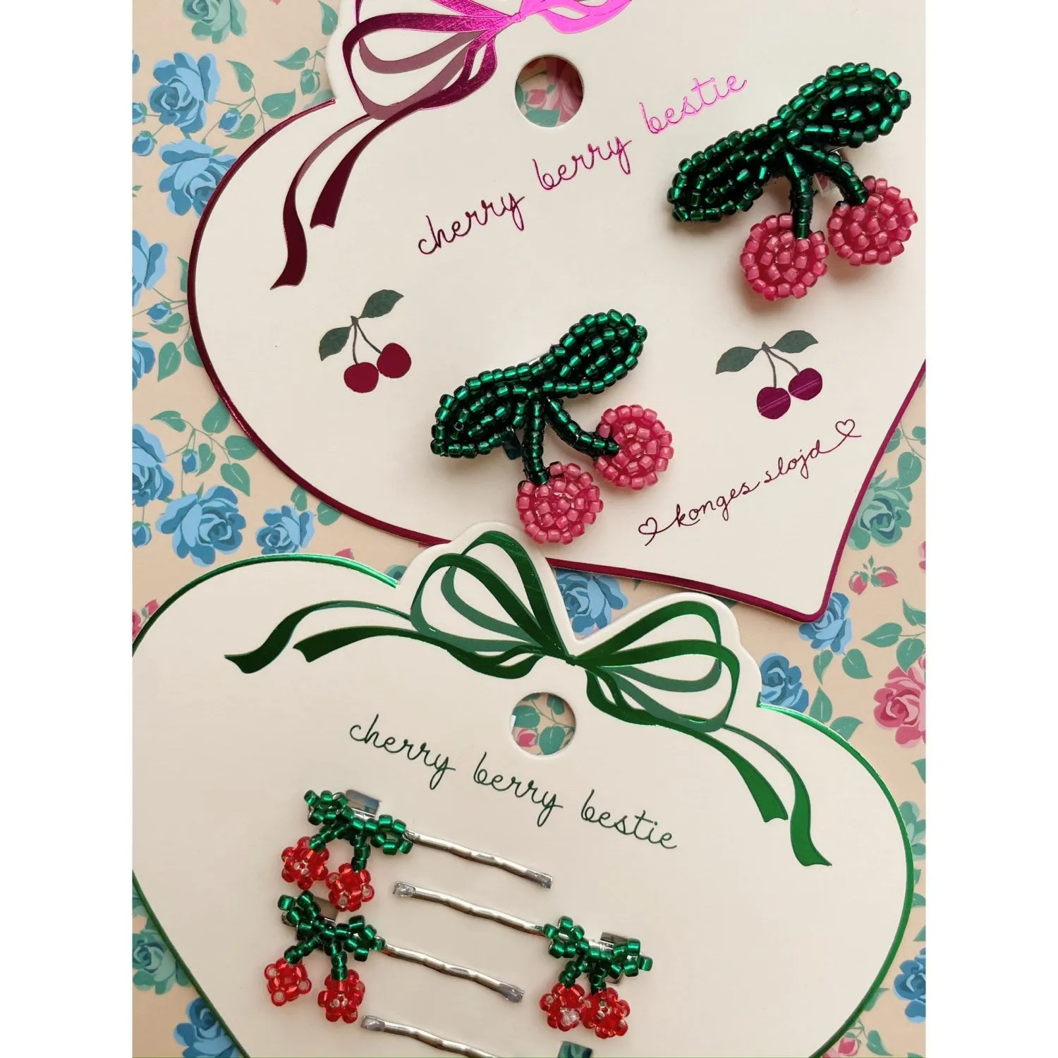 Konges Sl?jd Cherry 2 Pack Pearly Hair Clips Cherry