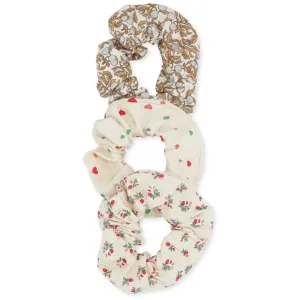 Konges Sljd Scrunchies Big 3-pack Orangerie Bleu/Multihearts/Fleurtricolore