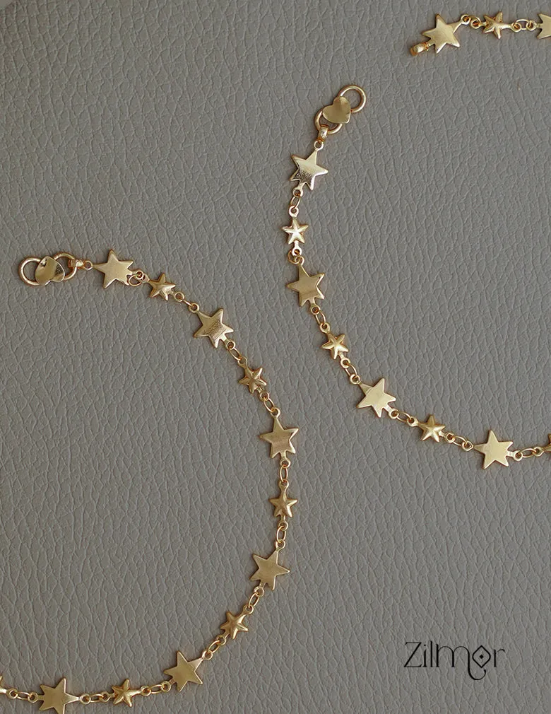 KT1011711 - Gold Plated  Pair Star Anklets