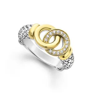 LAGOS Two-Tone Interlocking Diamond Ring in 18K Yellow Gold and Sterling Silver - Size 7