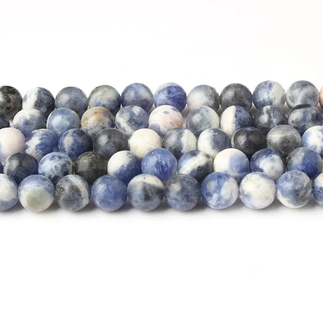 LanLi  Fashion Jewelry 4/6/8/10/12mm Blue-vein stone Round Loose Beads DIY men and women Bracelet Necklace  anklet Accessories