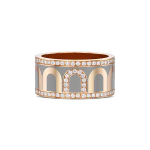 L'Arc de DAVIDOR Ring GM, 18k Rose Gold with Anthracite Lacquered Ceramic and Porta Diamonds