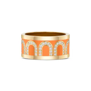 L'Arc de DAVIDOR Ring GM, 18k Yellow Gold with Zeste Lacquered Ceramic and Arcade Diamonds
