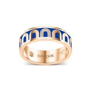 LArc de DAVIDOR Ring MM, 18k Rose Gold with Riviera Lacquered Ceramic and Porta Simple Diamonds