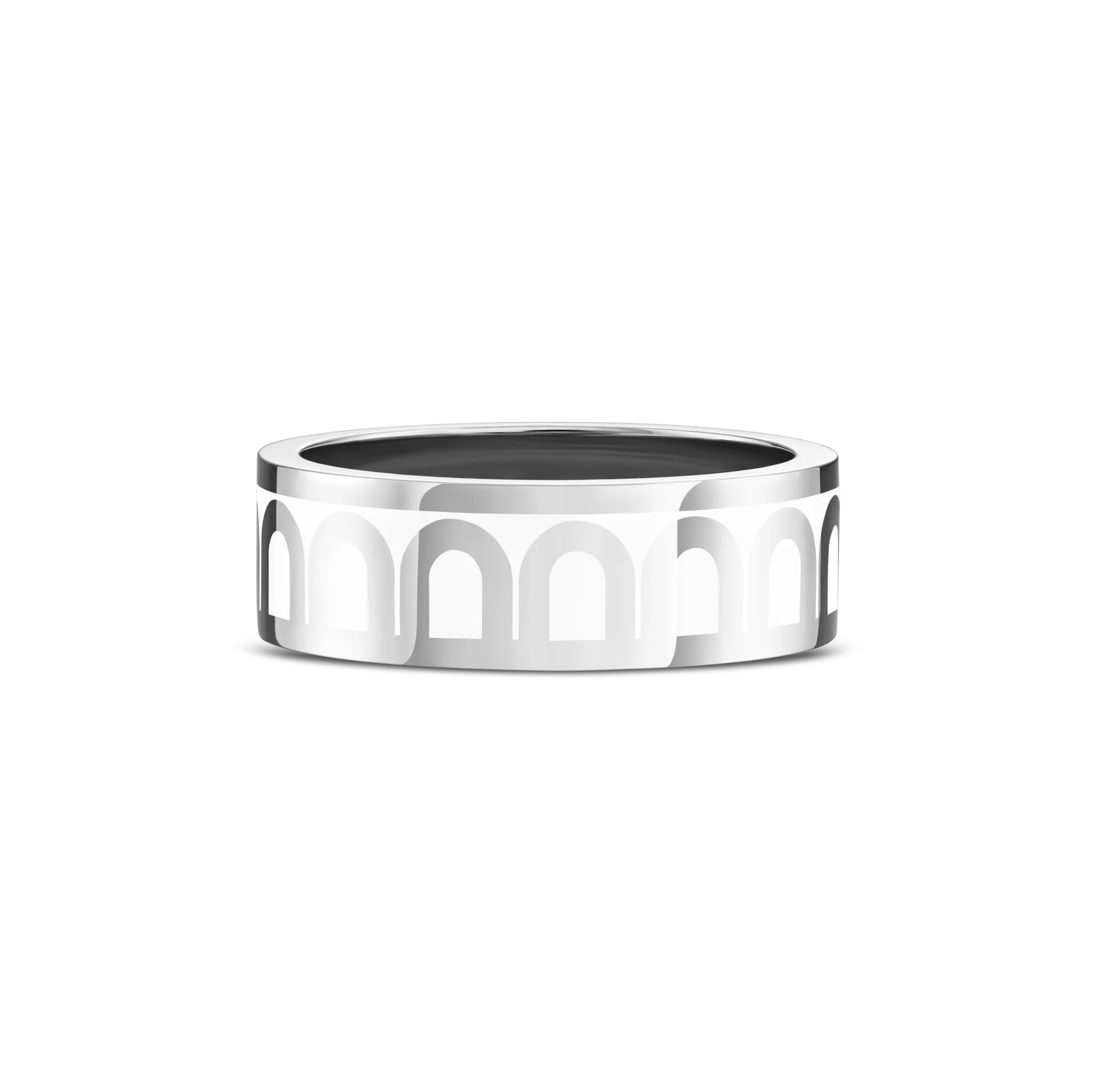 L'Arc de DAVIDOR Ring MM, 18k White Gold with Neige Lacquered Ceramic