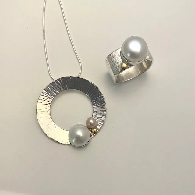 Large Mabe Pearl and Gold Ring