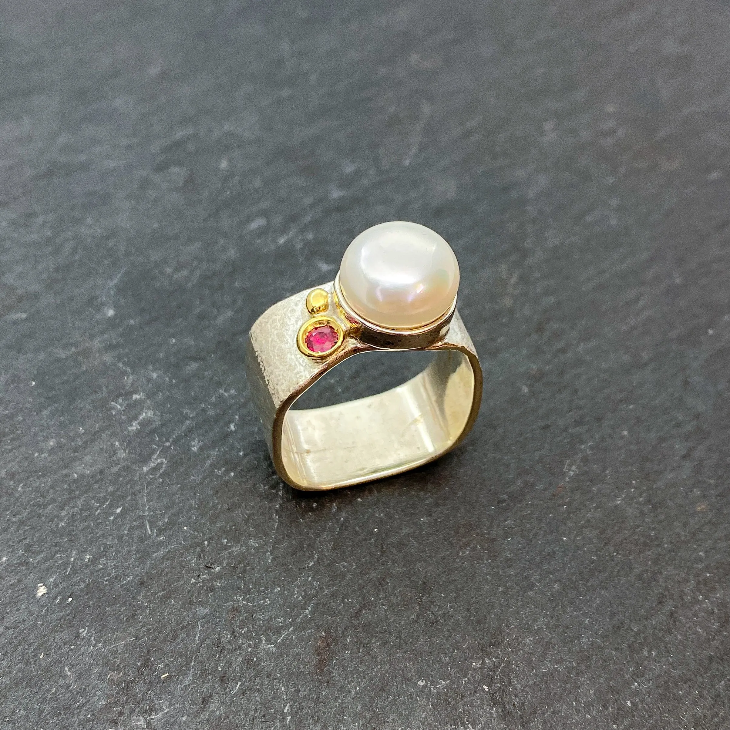Large Mabe Pearl and Gold Ring