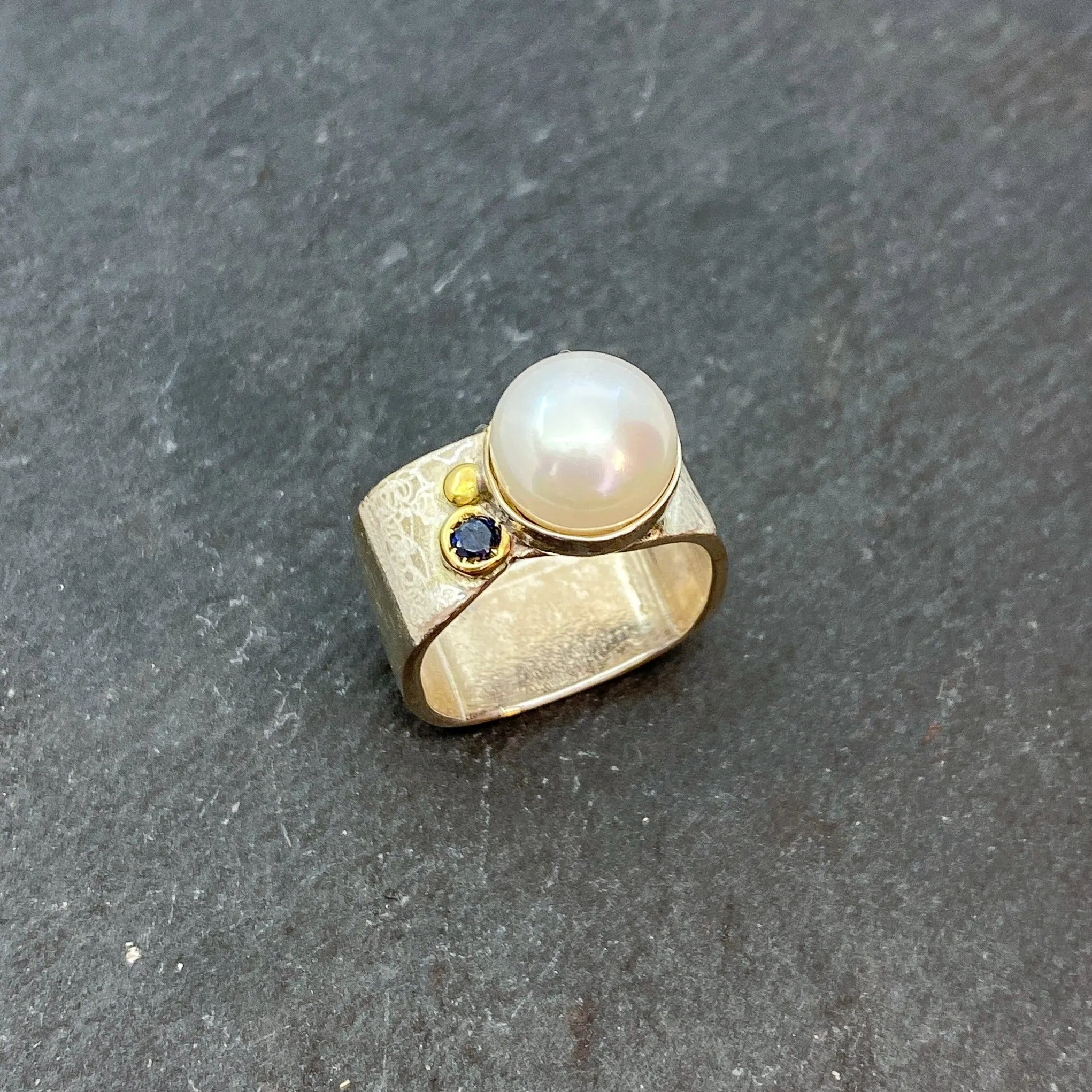 Large Mabe Pearl and Gold Ring