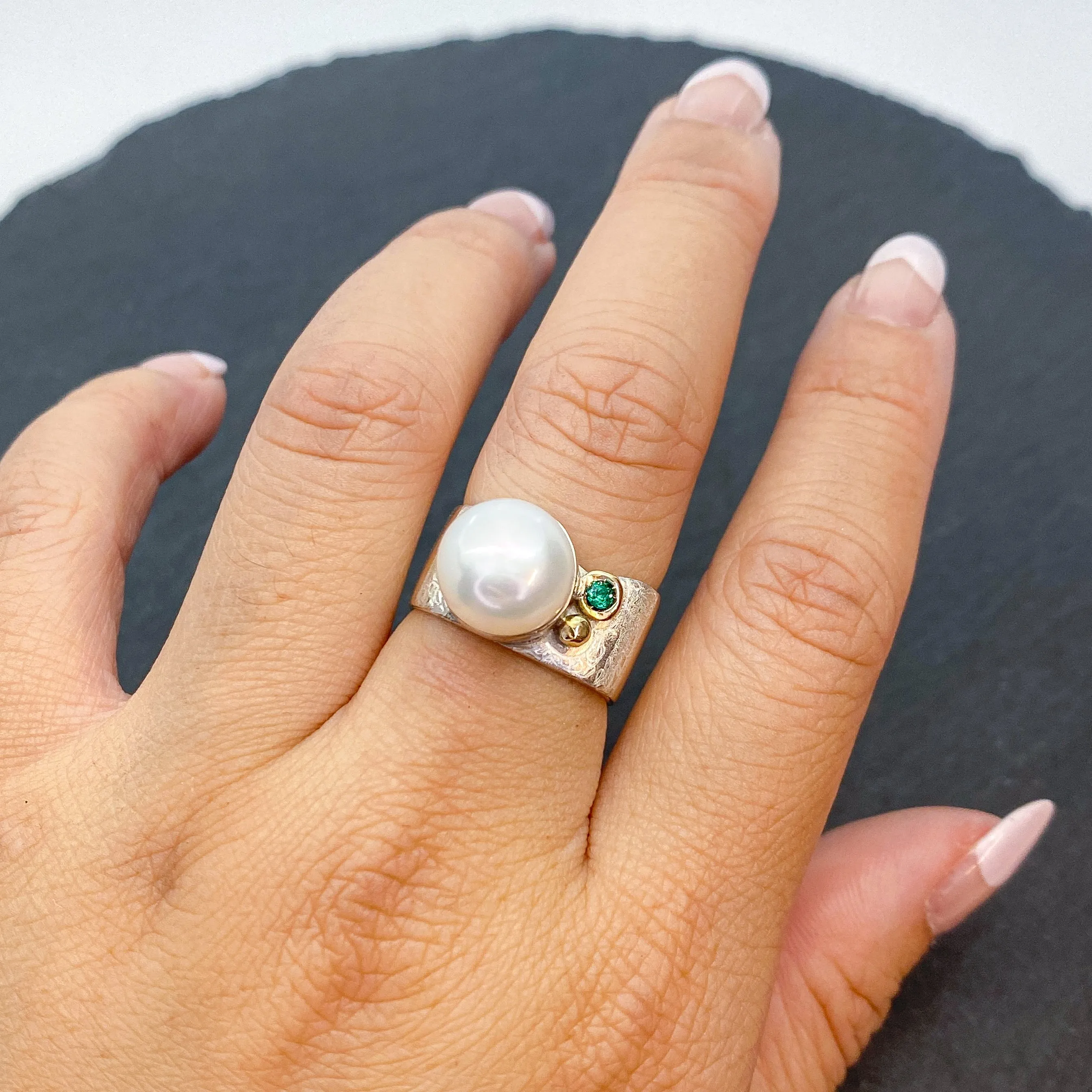Large Mabe Pearl and Gold Ring