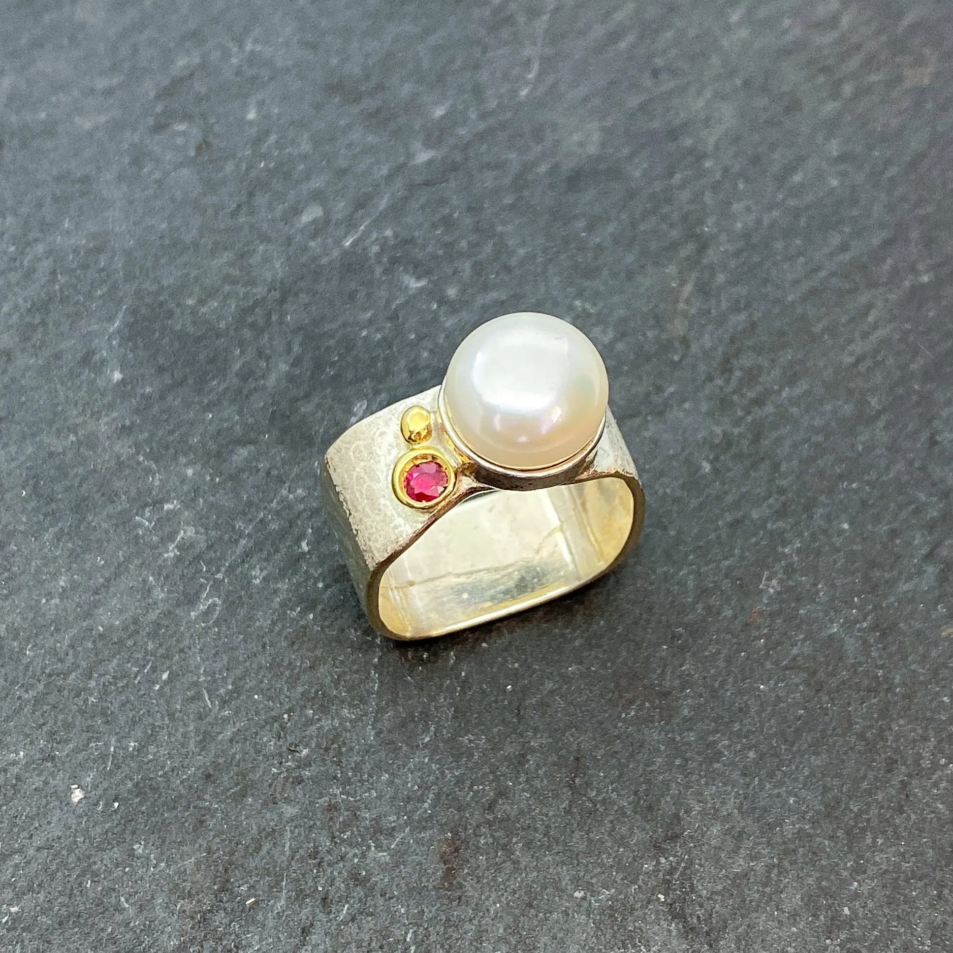 Large Mabe Pearl and Gold Ring