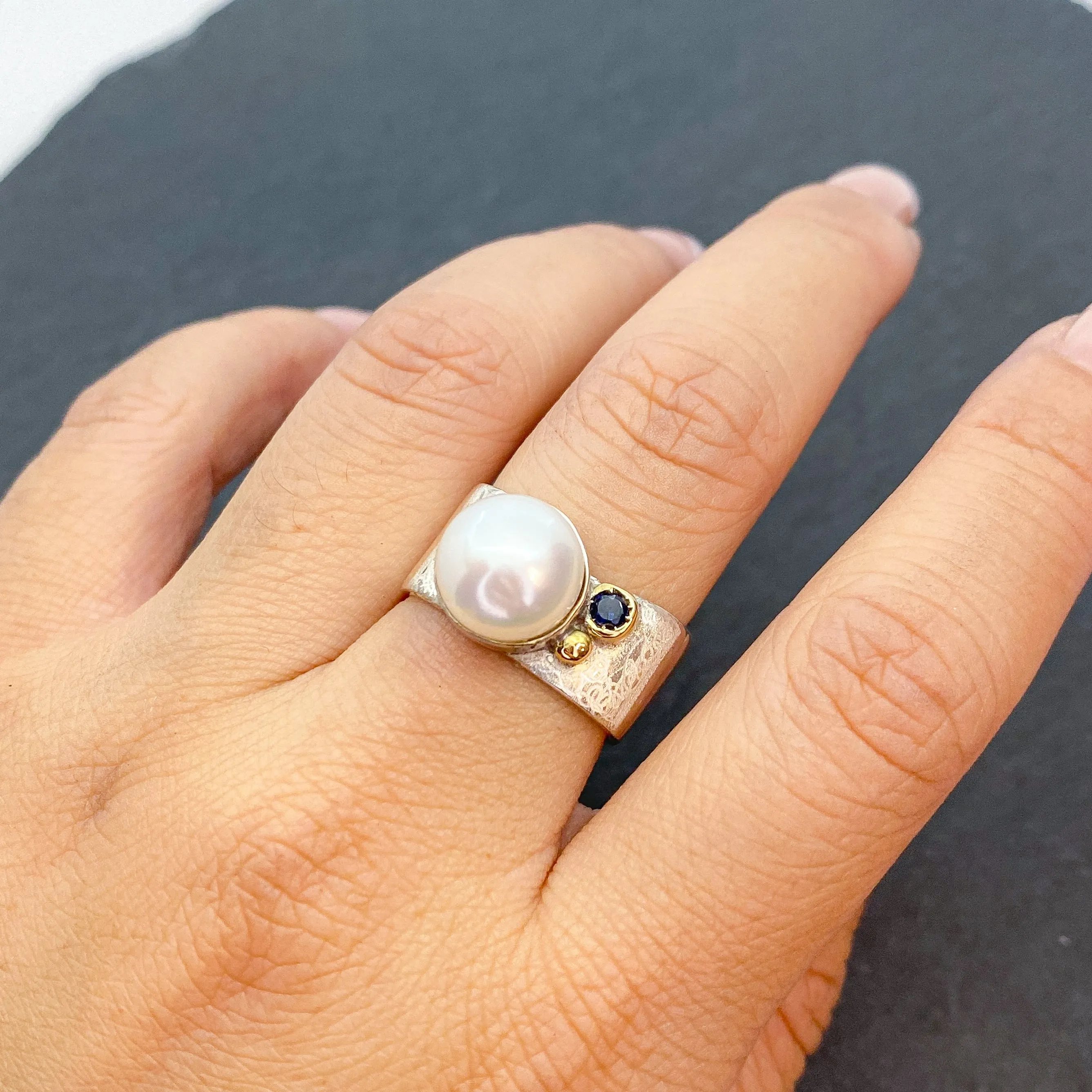 Large Mabe Pearl and Gold Ring