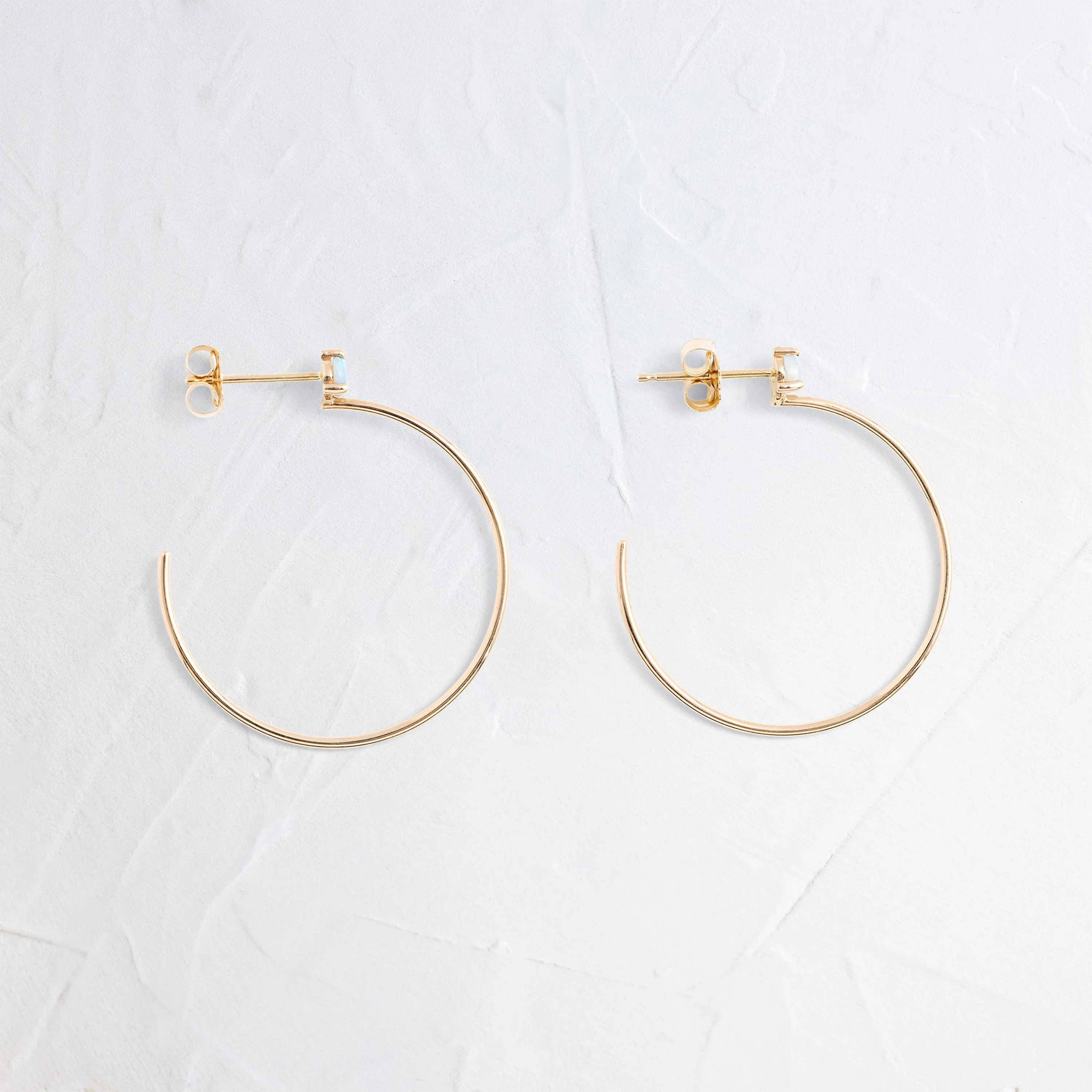 Large Opal Stud Hoops - In Stock