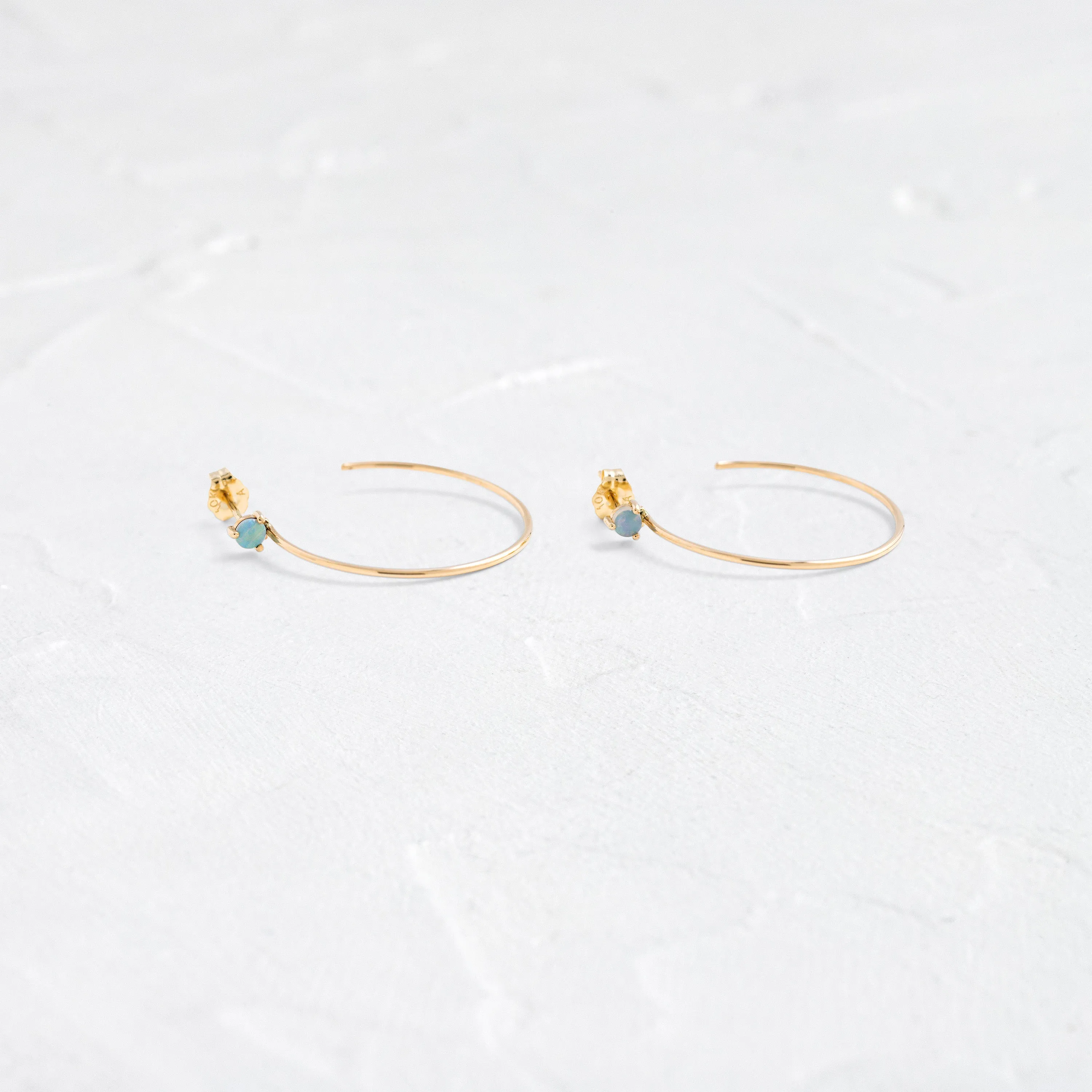 Large Opal Stud Hoops - In Stock