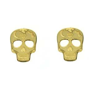 Last Chance! Sugar Skull Earrings in Mirror Gold