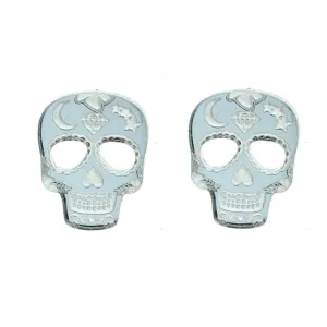 Last Chance! Sugar Skull Earrings in Mirror Silver