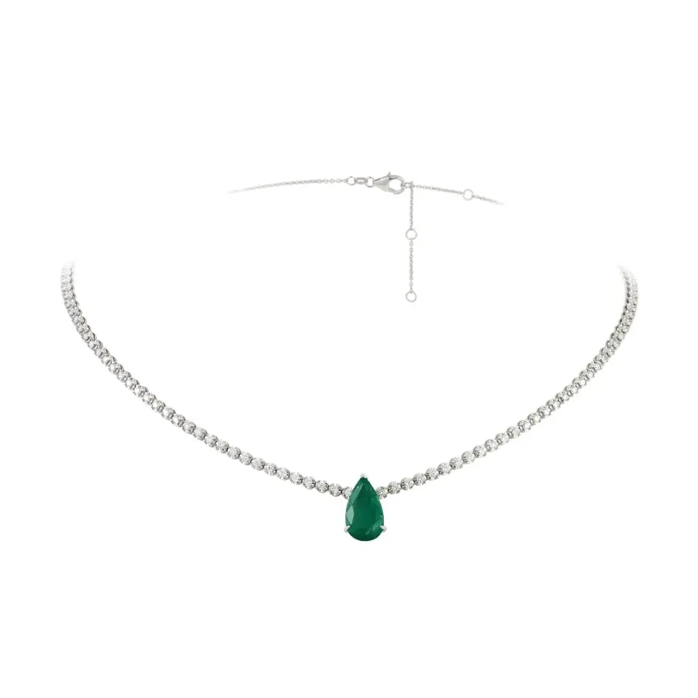 Laura Emerald Drop Diamond Necklace