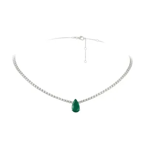 Laura Emerald Drop Diamond Necklace