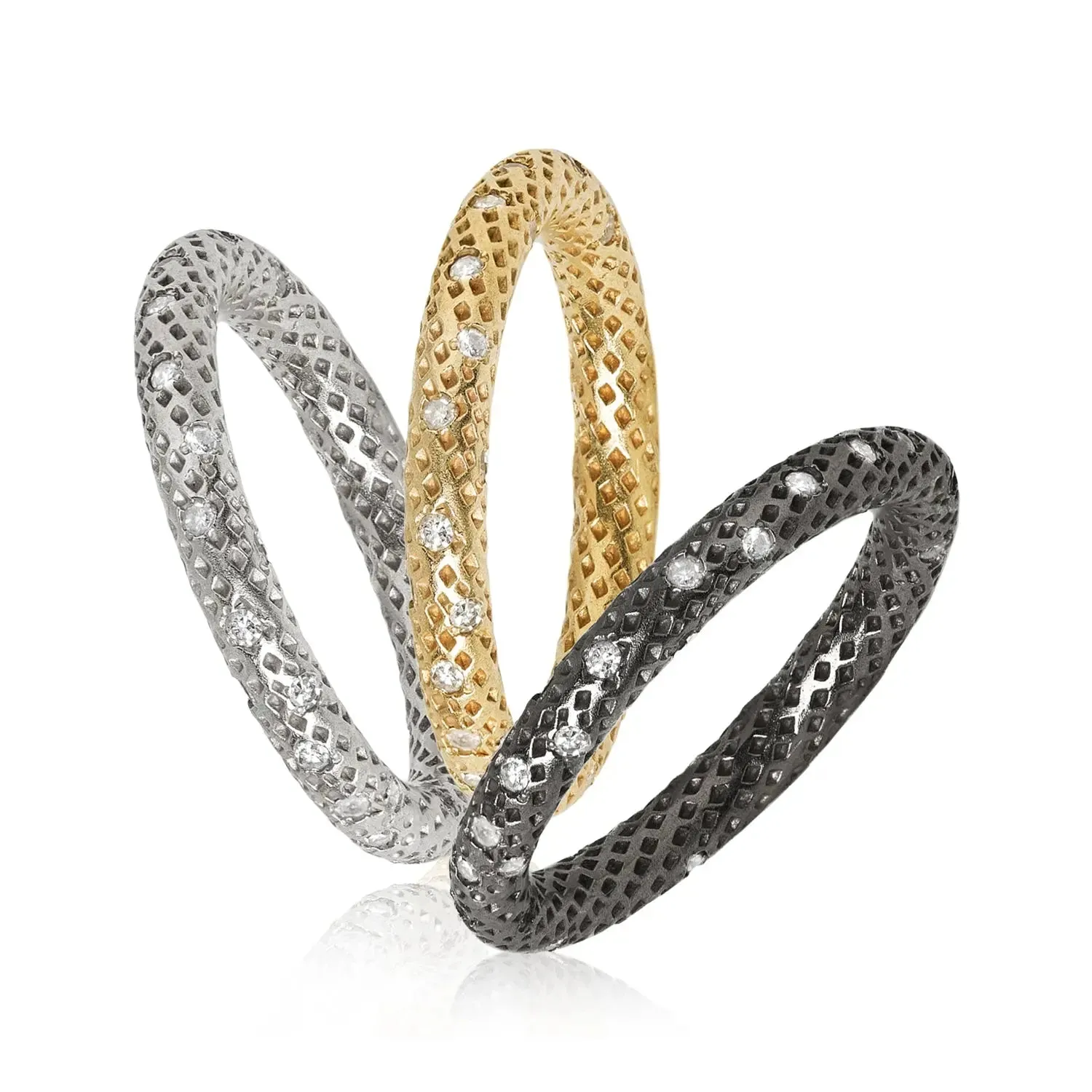 Liza Beth Signature Textured Diamond Stacking Rings
