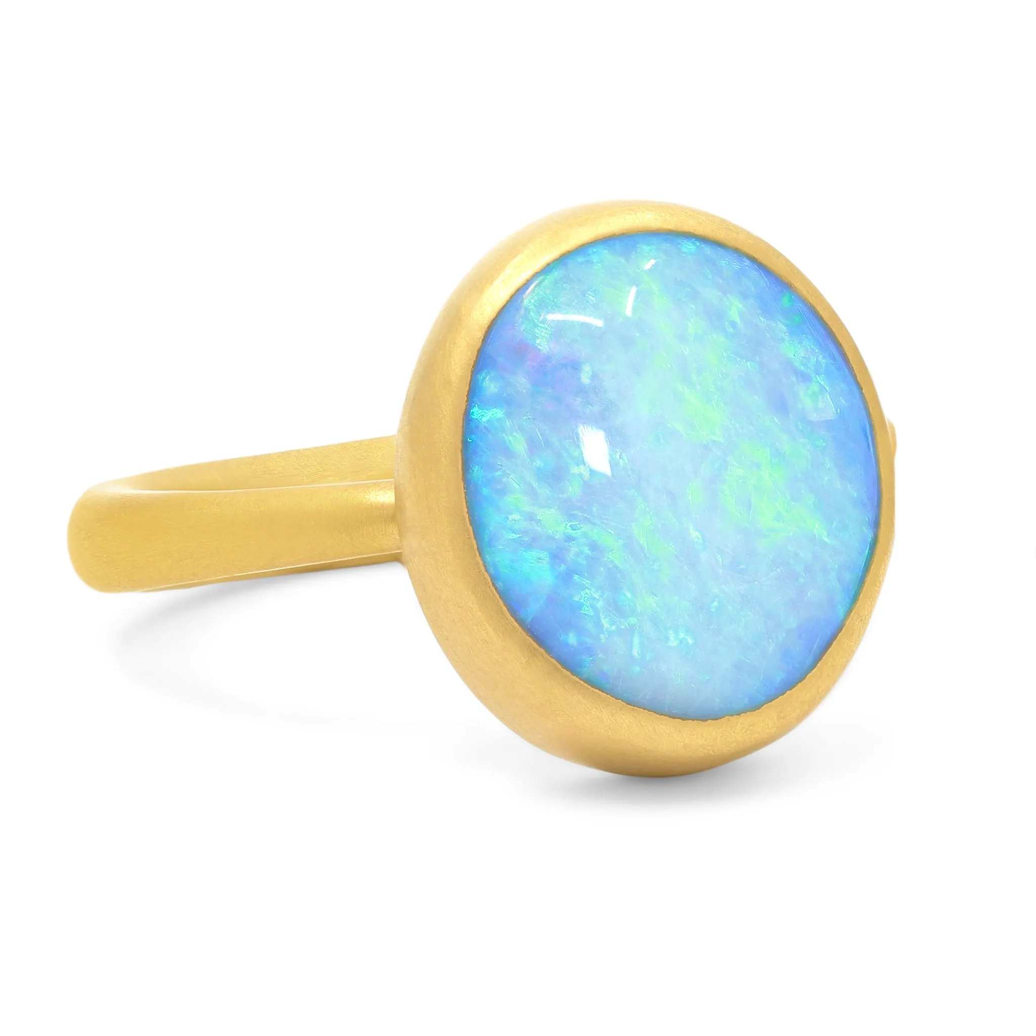 Lola Brooks Bright Violet Blue Boulder Opal One of a Kind 22k Gold Ring