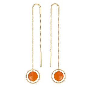 Long Chain Eclipse Earrings Carnelian - 18k Gold