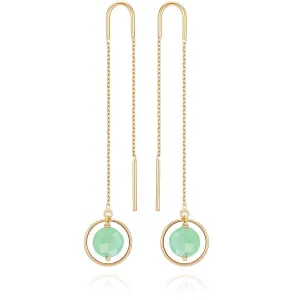 Long Chain Eclipse Earrings Chrysoprase - 18k Gold