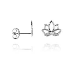 Lotus One Diamond Ear Studs 9k White Gold
