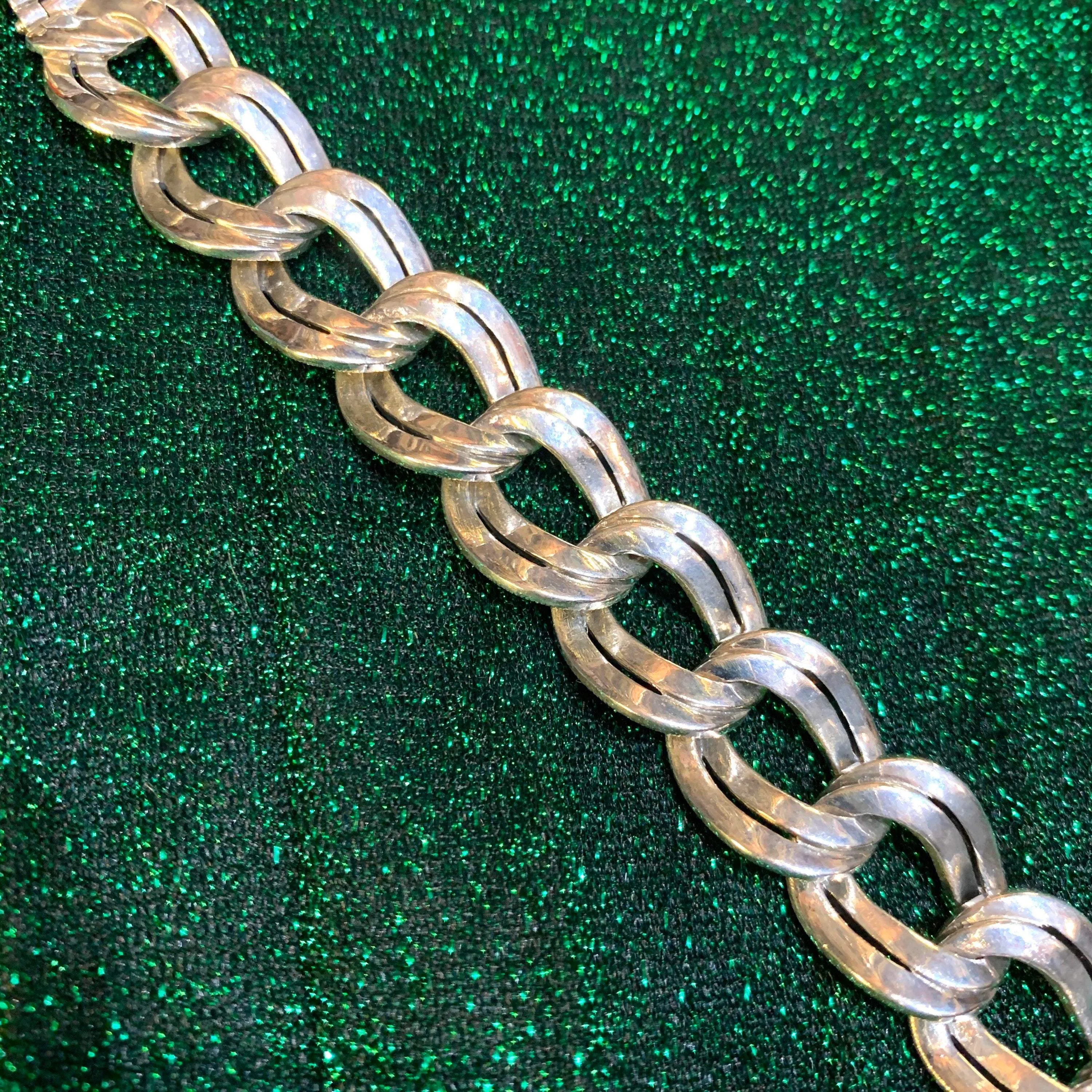 Marcasite Silver Thick Chain Bracelet