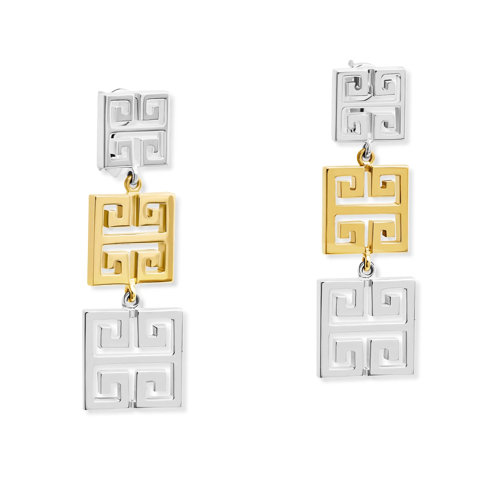 Meandros Triple Earrings Silver & Yellow Gold