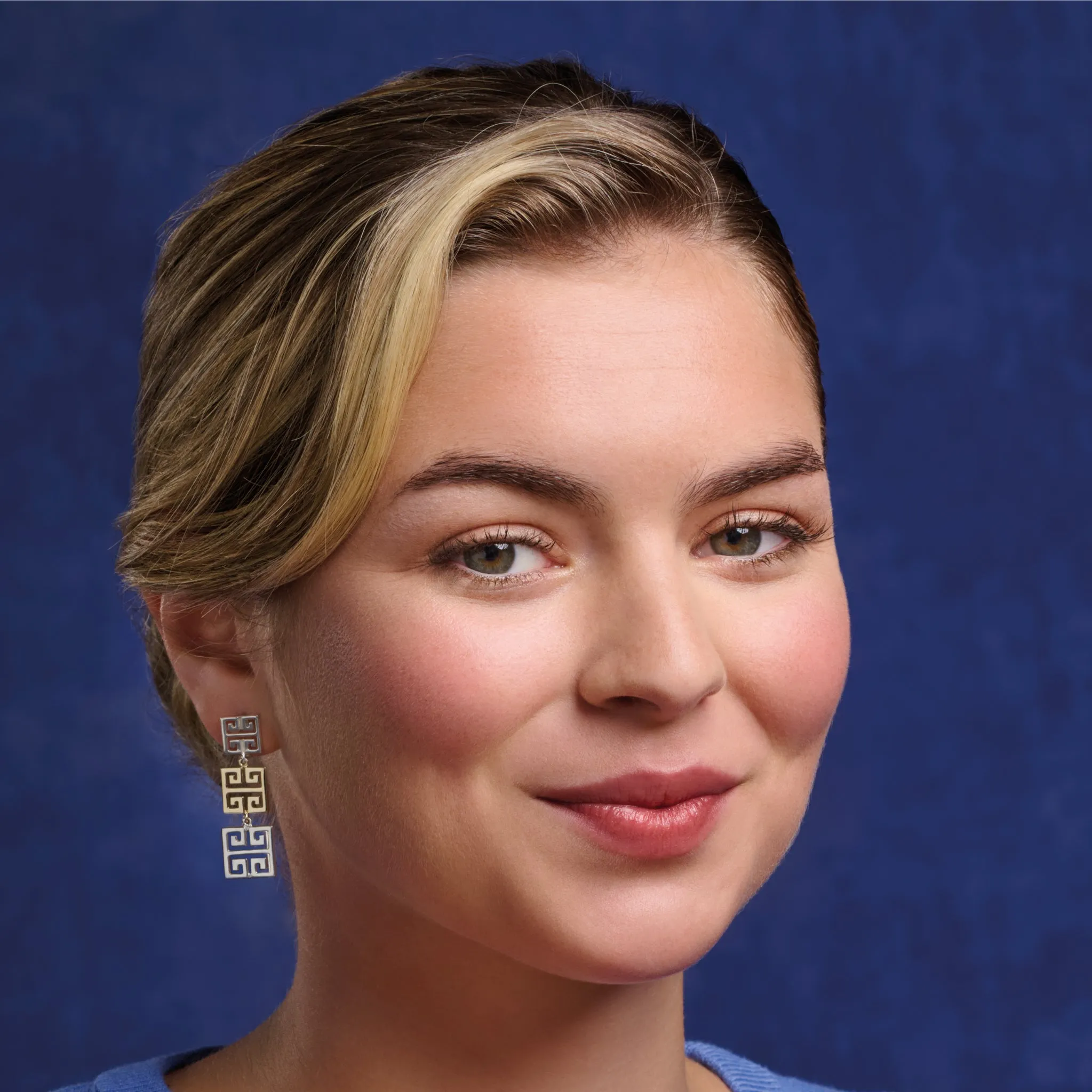 Meandros Triple Earrings Silver & Yellow Gold
