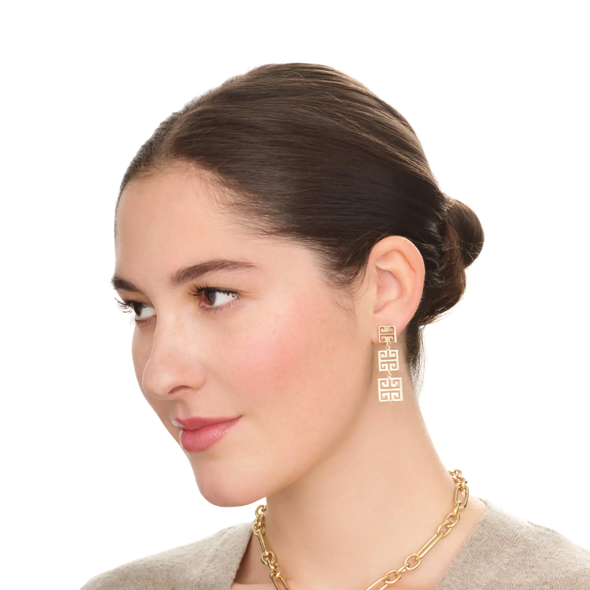 Meandros Triple Earrings Silver