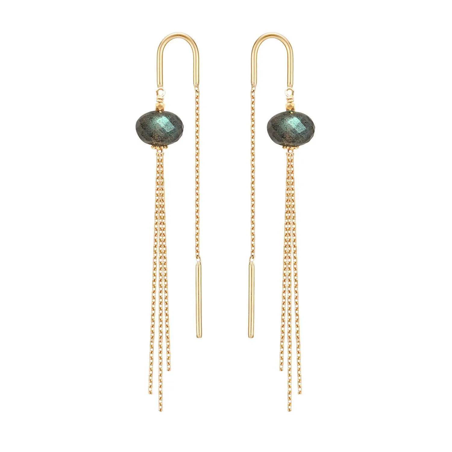 Medusa Threader Earrings Labradorite - 18k Gold